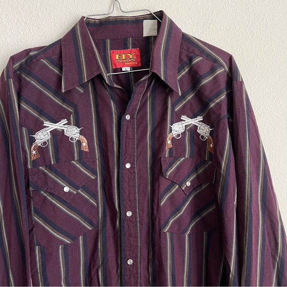 Ely Plains Revolver Embroidered Western Button Down LS Shirt - Picture 1 of 5